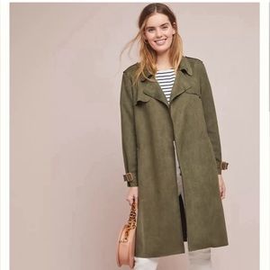 🖤 ANTHROPOLOGIE HARLEY FAUX SUEDE TRENCH COAT JACKET WITH BELT 🖤